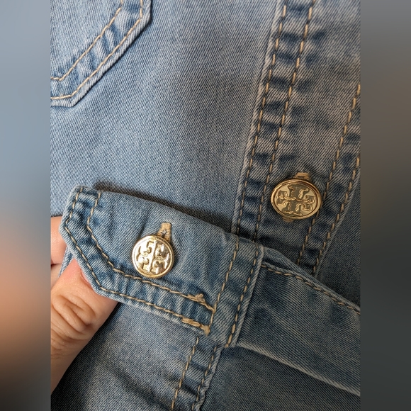 Tory Burch Light Denim Blue Belted Brigette Shirt Dress - Size 6 (M) - Picture 6 of 16